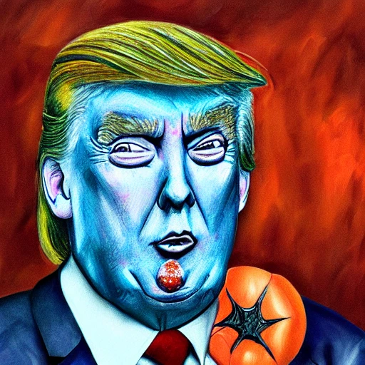 Donald Trump in Halloween, Oil Painting, Cartoon, Pencil Sketch, Trippy, 3D, Oil Painting, Water Color