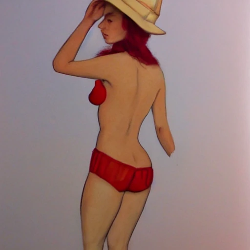 girl with red hat and nude
, 3D