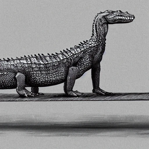 anthrophomorphic crocodile doing deadlift in hyper realistic style