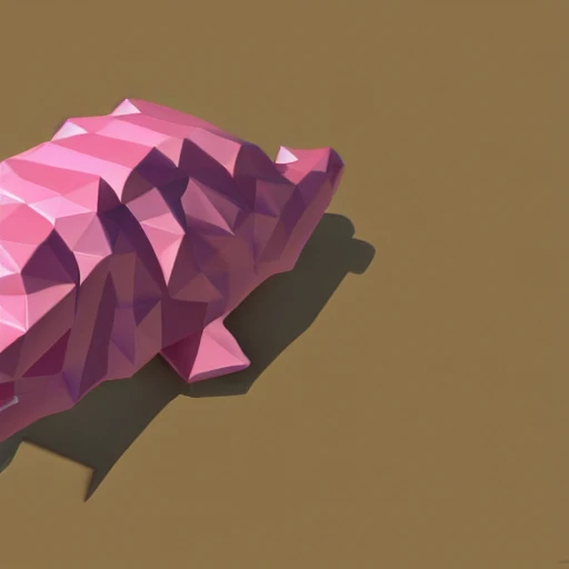 low poly pink crocodile