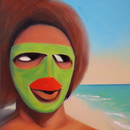 plage mask, Oil Painting