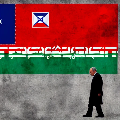 bibi netanyahu, IRAN flag , Putin, dark, , Trippy, Night Watch, Cartoon