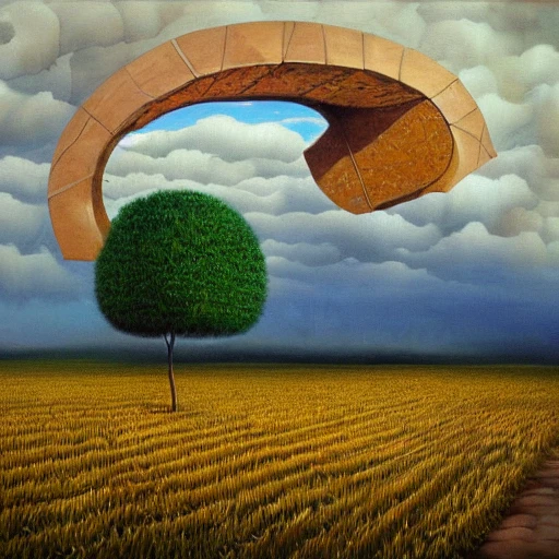 surrealism painting by mario martinez, field
