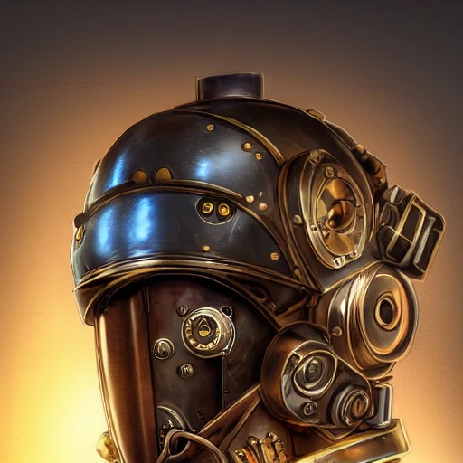 steampunk helmet fantasy art mask robot ninja stylized digital i ...