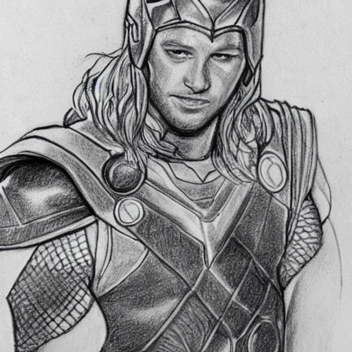 Nordic Noble Thor Pencil Drawing