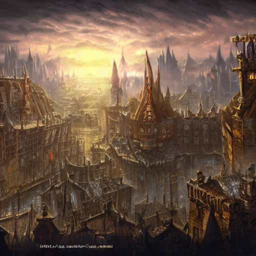 Authentic illustration of a city in Warhammer Fantasy, Magnifice ...