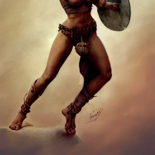 a full vertical portrait of beautiful warrior woman, perfect face and perfect eyes, perfect body, perfect legs, perfect feet, perfect composition, in the art style of Frank Frazetta , cinematic shot, octane render, shot on IMAX 70mm, high contrast, HDR, hyperdetalization, extremely realistic, accurate proportions, high-resolution DSLR photograph --ar 3:4 --testp --stylize 1250 --upbeta