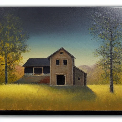 a building in a serene landscape, fantasy art , Oil Painting