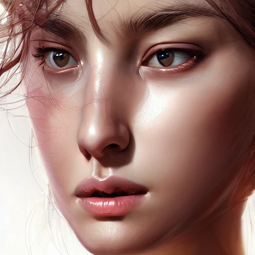 beautiful face of a young woman Very detailed face, smooth skin. intricate, elegant, and highly detailed eyes. open lips , tan skin , trending on artstation, digital art, by Stanley Artgerm Lau, WLOP, Rossdraws, James Jean, Andrei Riabovitchev, Marc Simonetti, Yoshitaka Amano  no watermark, 