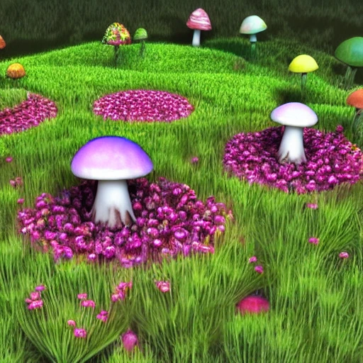 magic mushroom garden heaven, 3D