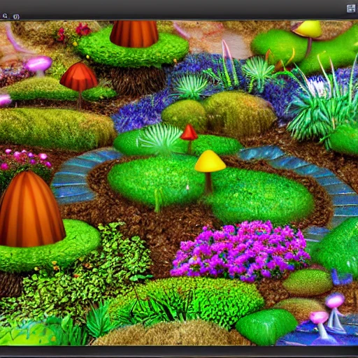 magic mushroom garden heaven, 3D