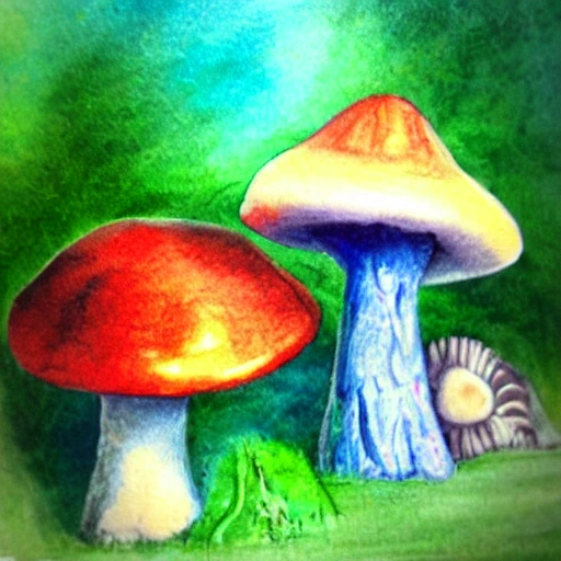 magic mushroom, 3D, Water Color