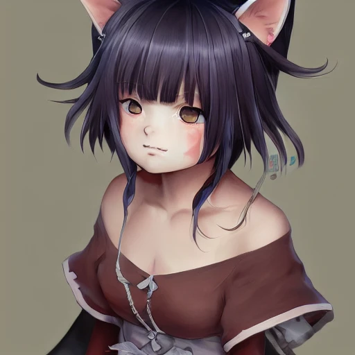 nekopara fantatically detailed eyes antiquity anime style art cute vibrant detailed neko dress portrait shinkai makoto Studio ghibli studio key hedeaki anno Sakimichan Stanley Artgerm Lau Rossdraws James Jean Marc Simonetti elegant highly detailed digital painting artstation pixiv bangs watery eyes