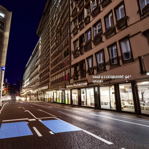A photo of a german police block in a street in frankfurt at night. Hyperdetailed, 4k resolution