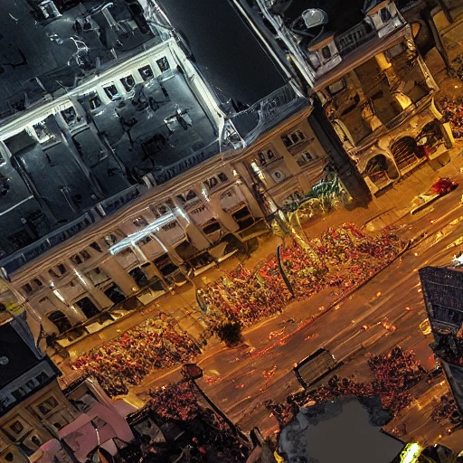 A photo of a zombie invasion in vienna at night. Hyperdetailed, 4k resolution Ultrashark
