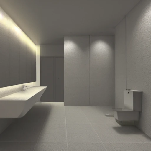 drawing of concept bathroom by Japanese engineers, blade runner style, 3d, photorealism