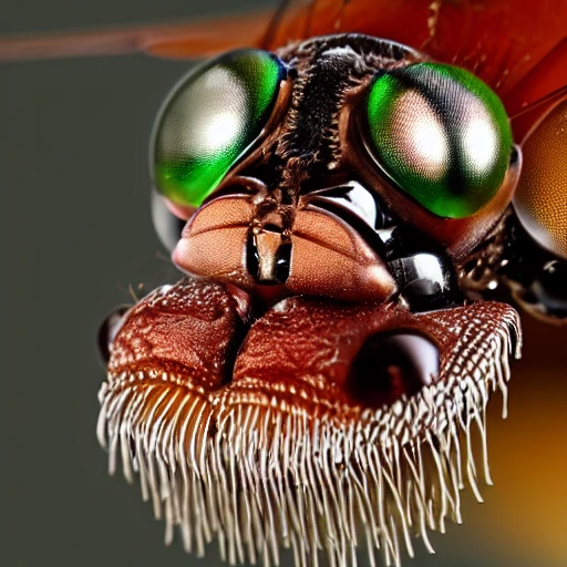 very close-up photo of a fly's head. max lens. ultra detailed. 4 ...