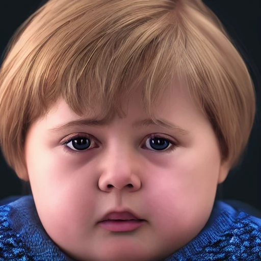 ultra realistic photography portrait of a combination of underaged Angela Merkel and an cute chubby baby, chubby cheeks, 8k looking into camera, Digital Art, Concept Art, Close-up, HD, Beautiful Lighting, Sad, Octane Render