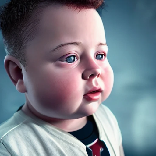 ultra realistic photography portrait of a combination of underage Elon Musk as  a cute chubby baby, chubby cheeks, professional, 8k looking into camera, Digital Art, Concept Art, Close-up, HD, Beautiful Lighting, Sad, Octane Render