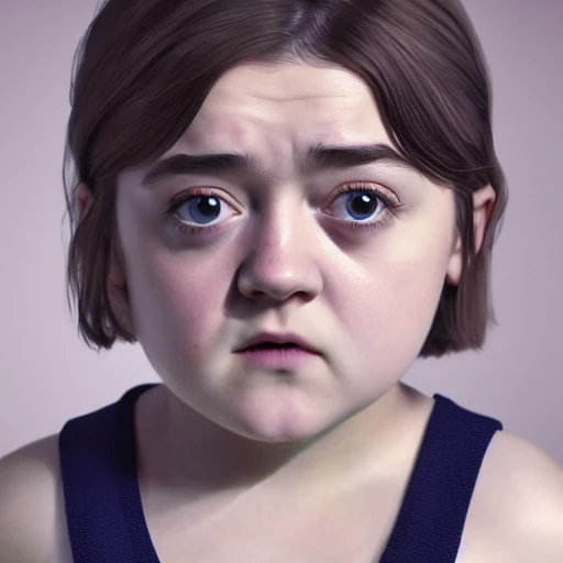 ultra realistic photography portrait of a combination of underage Maisie Williams as a cute chubby baby, ((chubby cheeks)),  professional, 8k looking into camera, Digital Art, Concept Art, Close-up, HD, Beautiful Lighting, Sad, Octane Render