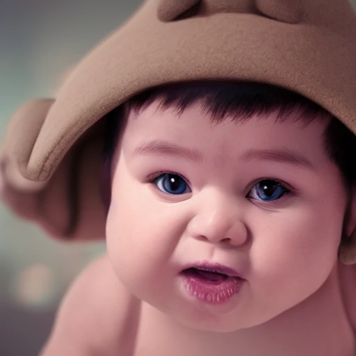 ultra realistic photography portrait of a combination of [[[Hulk]]] as a cute chubby baby, chubby cheeks, wearing  baggy bib and diapers,  professional, 8k looking into camera, Digital Art, Concept Art, Close-up, HD, Beautiful Lighting, Sad, Octane Render
