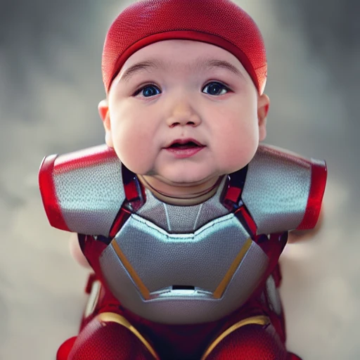 ultra realistic photography portrait of a combination of [[[Iron Man]]] as a cute chubby baby, chubby cheeks, wearing  baggy bib and diapers,  professional, 8k looking into camera, Digital Art, Concept Art, Close-up, HD, Beautiful Lighting, Sad, Octane Render
