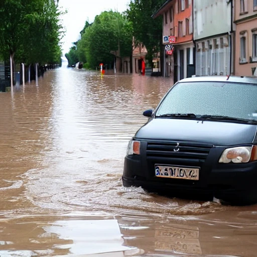 Streets of wiesbaden flooded 2 meter with water
