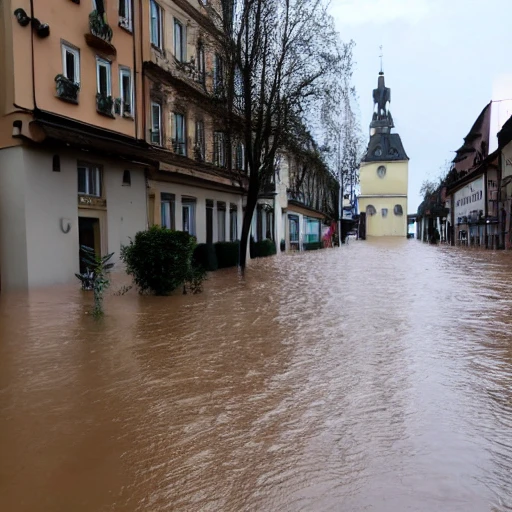 Streets of wiesbaden flooded six feet 
with water
