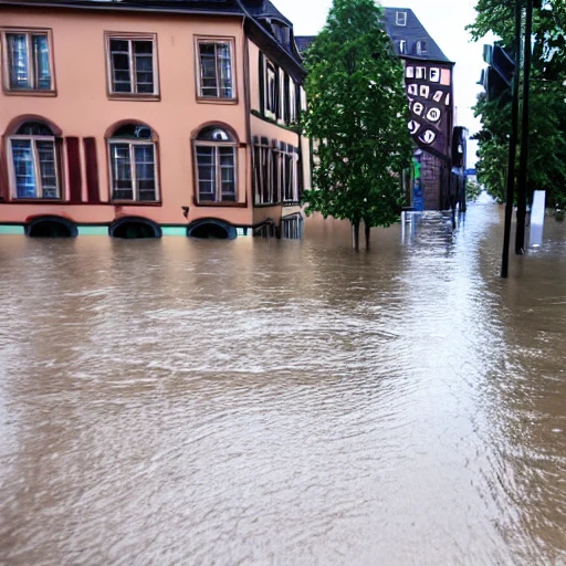 Streets of mainz flooded six feet 
with water
