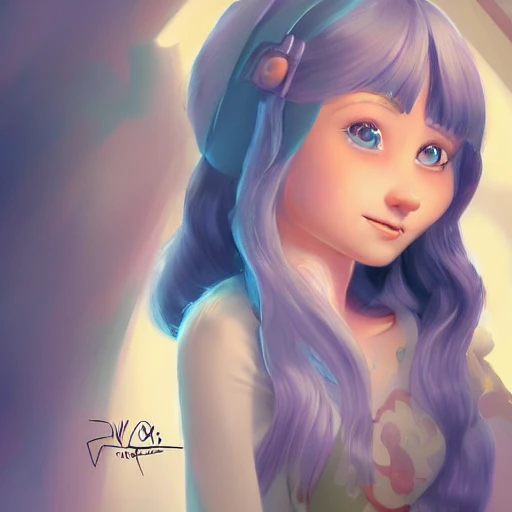 Detailed digital portrait, Pixar animation, character design, cute lillian voss, key visual, hdr