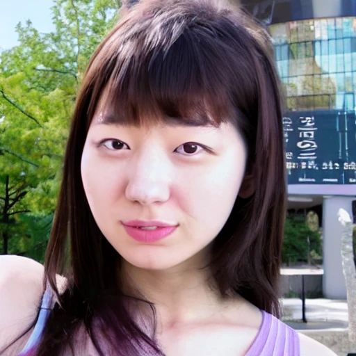 a beautiful korean girl in seoul steps into a portal to mars , detailed facial features, 3D