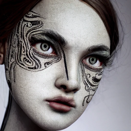 angry shehe robot, intricate, elegant, highly detailed, upper body, medium shot, masterpiece, trending on artstation, digital art, look at viewer, beautiful detailed face, perfect face, perfect eyes, perfect pupils, perfect iris, perfect lips, extremely detailed, 8K wallpaper, portrait, scene by Marta Bevacqua and Guy Aroch, Peter Coulso
