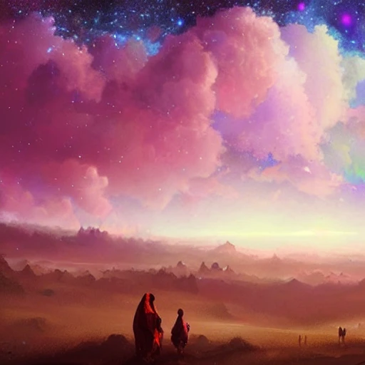 gay galaxy, stars pink sky, purple clouds art by greg rutkowski , Trippy, 4k highly detailed