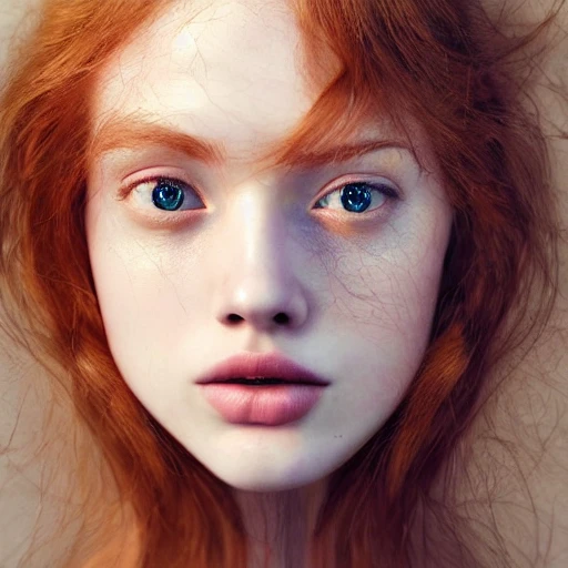 Beautiful ginger, intricate, elegant, highly detailed, upper body, medium shot, masterpiece, trending on artstation, digital art, look at viewer, beautiful detailed face, perfect face, perfect eyes, perfect pupils, perfect iris, perfect lips, extremely detailed, 8K wallpaper, portrait, scene by Marta Bevacqua and Guy Aroch, Peter Coulso, 3D