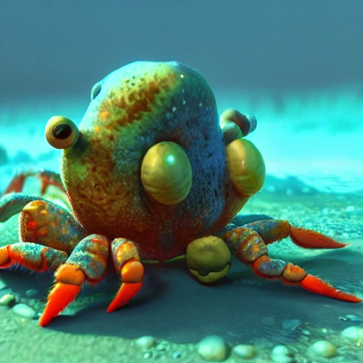 Pixar style cute crab underwater with amazing coral, high detail ...