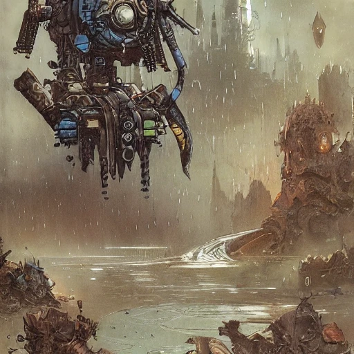 design only warhammer 40.000 retro future art gothic designs borders lines decorations space machine rain water. muted colors. by jean - baptiste monge, no text, no logo