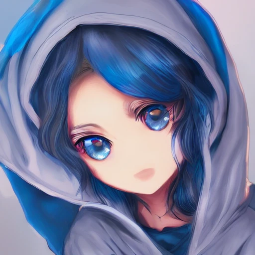 anime girl with wavy blue hair in a hoodie mobile phone selfie, photography, concept art, digital painting, trending on artstation, highly detailed, epic composition, 8k UHD