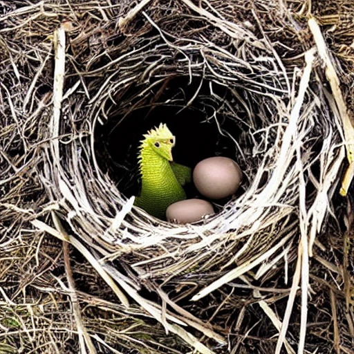 dragon hatches in nest of birds