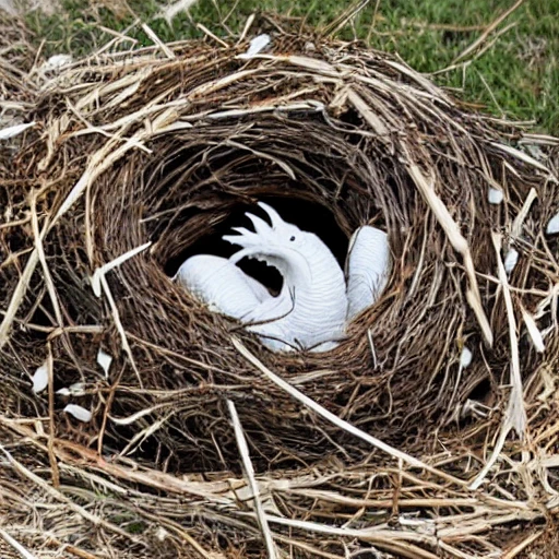 loud dragon hatches in nest full of quite birds