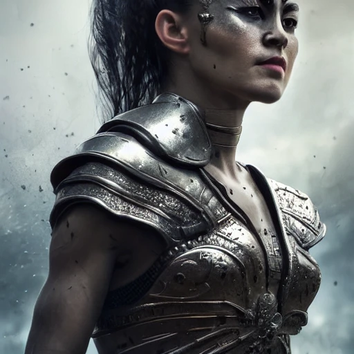 an ultrawide shot of a warrior queen, perfect face details, perfect body details, ultra-high resolution, cinematic lighting, volumetric lighting, shadow depth, digital art, dynamic composition, rule of thirds, 8 k resolution, 35mm sharp, seed 1034274748