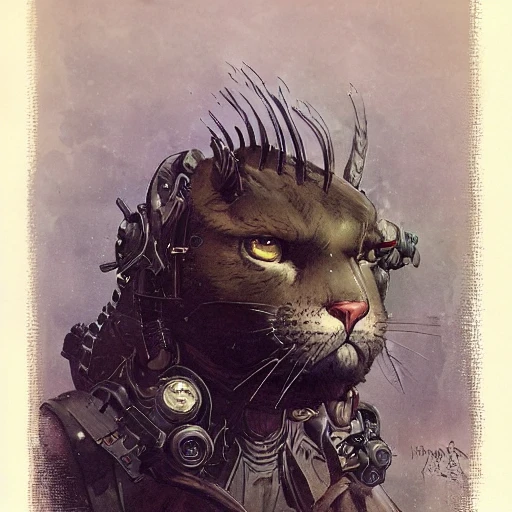 design only warhammer 40.000 retro future art gothic designs borders lines decorations space machine. big cat. muted colors. by jean - baptiste monge, no text, no logo