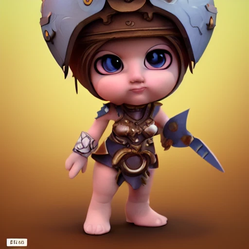 Cute warrior queen toy, standing character, soft smooth lighting, soft pastel colors, skottie young, 3d blender render, polycount, modular constructivism, physically based rendering, square image