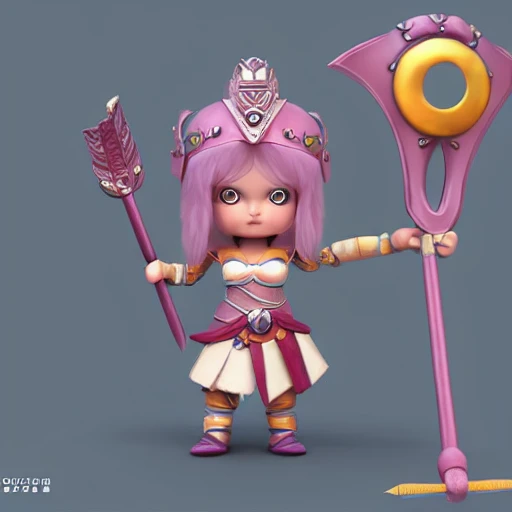 Cute Warrior Queen Toy, Standing Character, Soft Smooth Lighting 