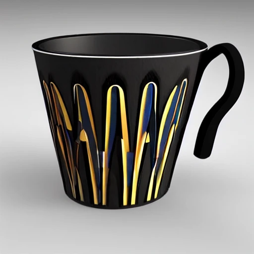 art deco patterned coffee cup, Art Deco, 3D