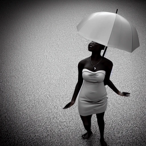 Beautiful Africa baby standing in the rain, elegant, 3D