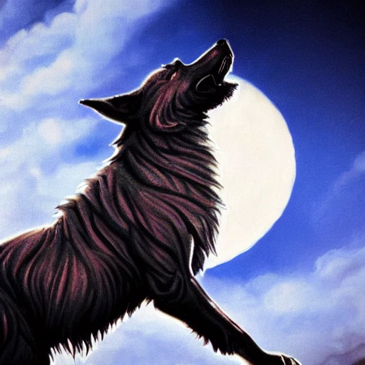 lycan howling at moon, high detail, hyper realistic