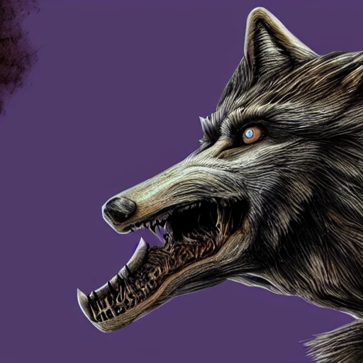 werewolf howling at moon, sharp teeth, high detail, hyper realistic, 3D