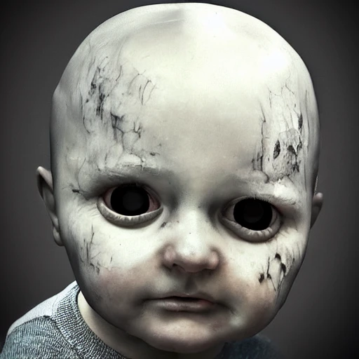 creepy kid, high detail, hyper realistic, 3D