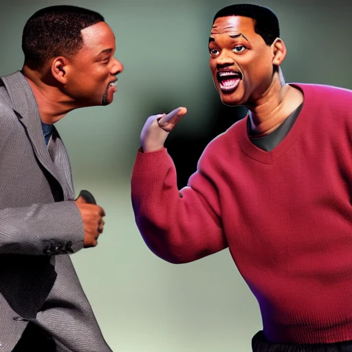 will smith slapping chris rock, hyper realistic, 3D