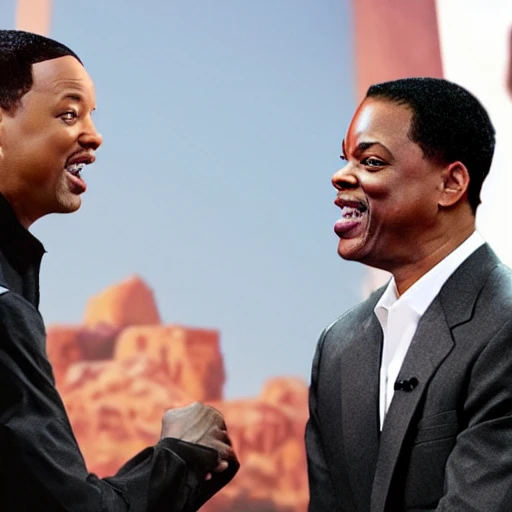 will smith slapping chris rock, hyper realistic, 3D